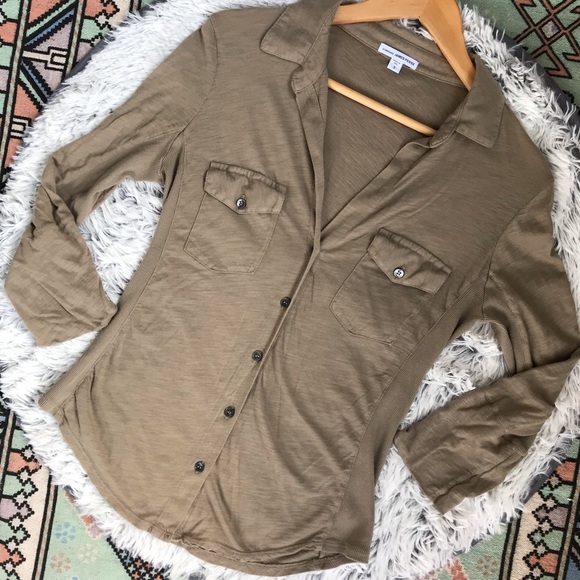 James Perse Tops - Standard James Perse | Green Jersey Side Rib Top